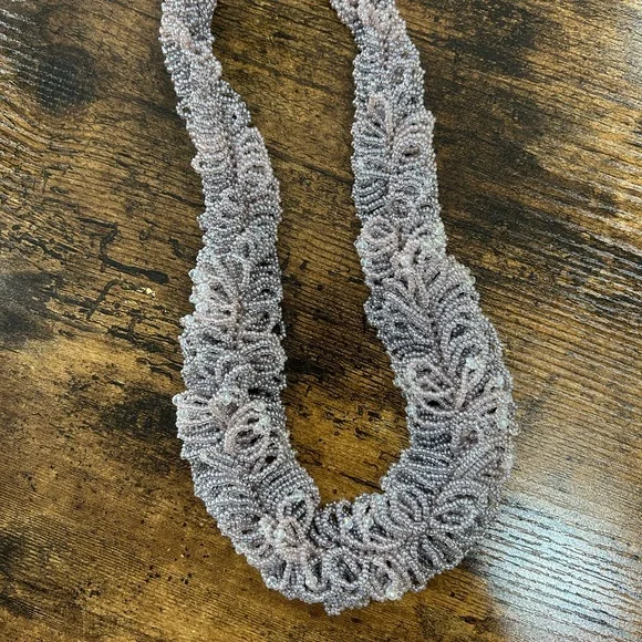 Handmade Beaded Choker Necklace – Soft Lilac Blush Crystal Statement | NWOT - Picture 2 of 2